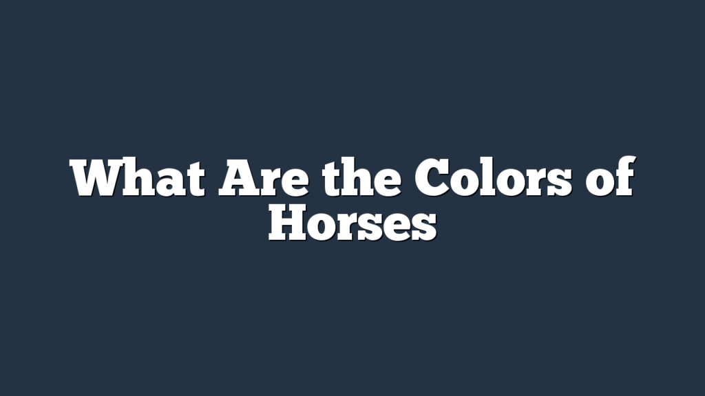 What Are the Colors of Horses