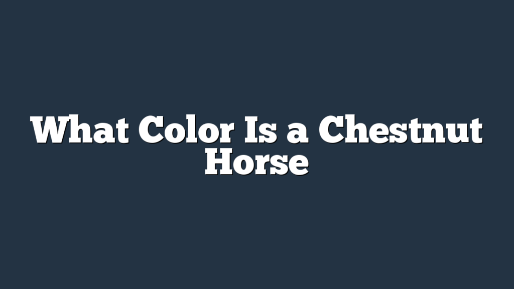 What Color Is a Chestnut Horse